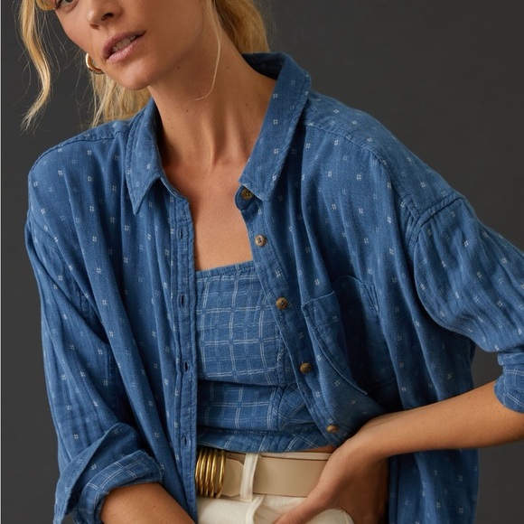 Pilcro Cotton Corset Tank & Buttondown - Picture 2 of 7